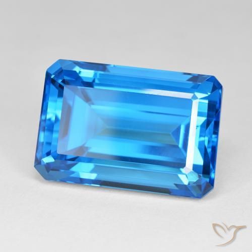 Topazio Blu svizzero naturale da 61.60 ct, Ottagonale / Taglio smeraldo, IF