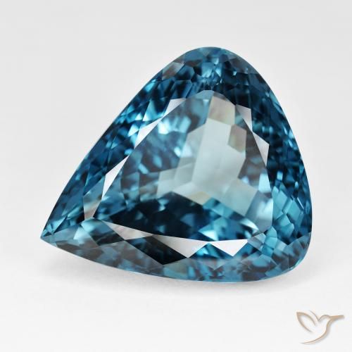 95.69ct Naturale Blu London Topazio, Forma a pera, IF