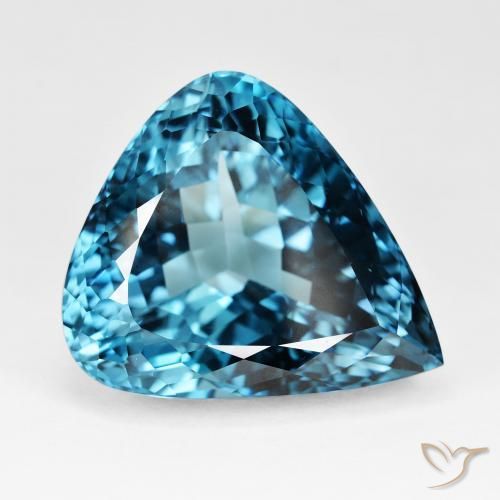Topazio Blu London naturale da 95.69 ct, Forma a pera, IF