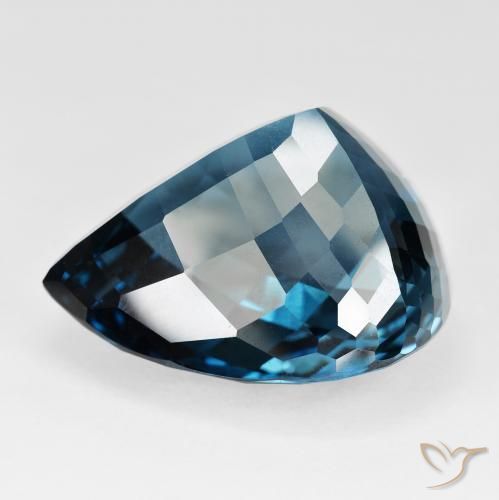 Topazio Blu London naturale da 151.24 ct, Forma a pera, IF