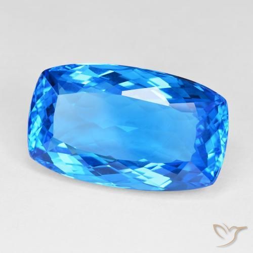 Topazio Blu Svizzero Profondo naturale da 49.70 ct, Cuscino, IF