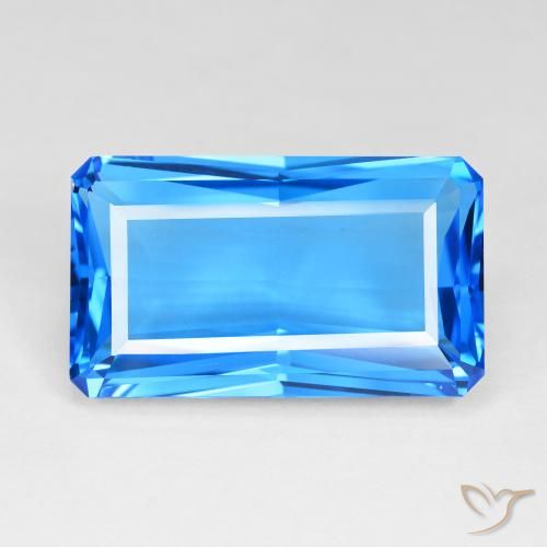Topazio Blu Svizzero Profondo naturale da 51.23 ct, Ottagonale / Taglio smeraldo, IF