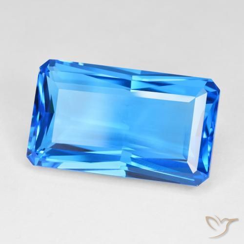 Topazio Blu Svizzero Profondo naturale da 51.23 ct, Ottagonale / Taglio smeraldo, IF