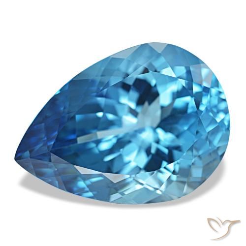 Topazio Blu svizzero naturale da 23.70 ct, Forma a pera, VVS-VS