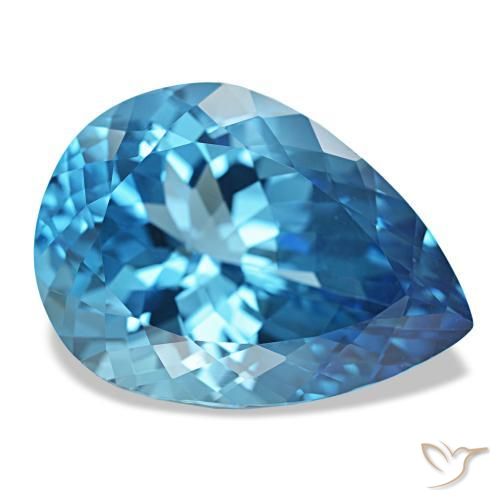 Topazio Blu svizzero naturale da 23.70 ct, Forma a pera, VVS-VS
