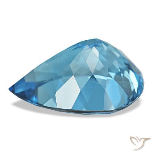 Topazio Blu svizzero naturale da 23.70 ct, Forma a pera, VVS-VS