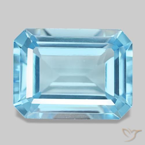 14.46ct blu topazio, taglio smeraldo, VVS