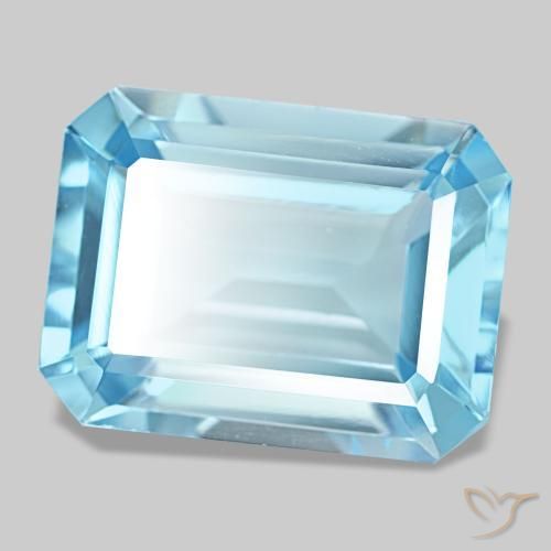 Topazio naturale blu da 14,46 ct, taglio smeraldo, VVS
