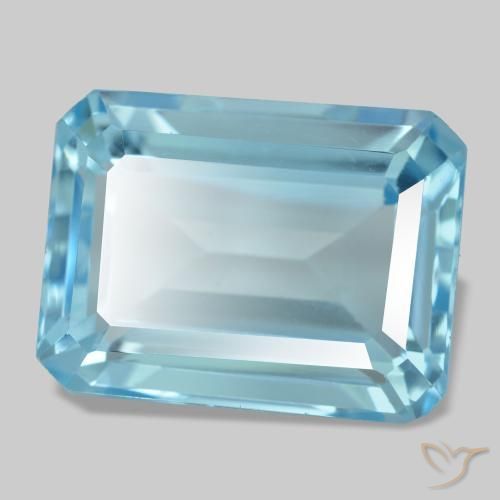 Topazio naturale blu da 16,66 ct, taglio smeraldo, VVS-VS