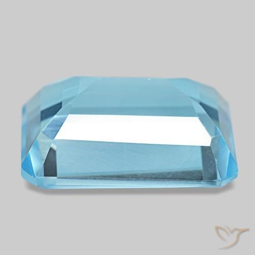 Topazio naturale blu da 14,71 ct, taglio smeraldo, VS