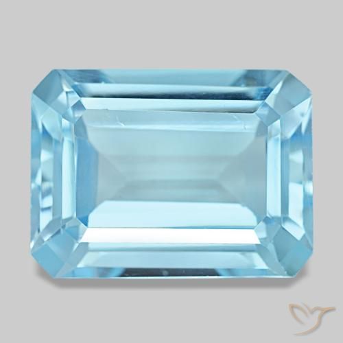 Topazio naturale blu da 15,53 ct, taglio smeraldo, VS