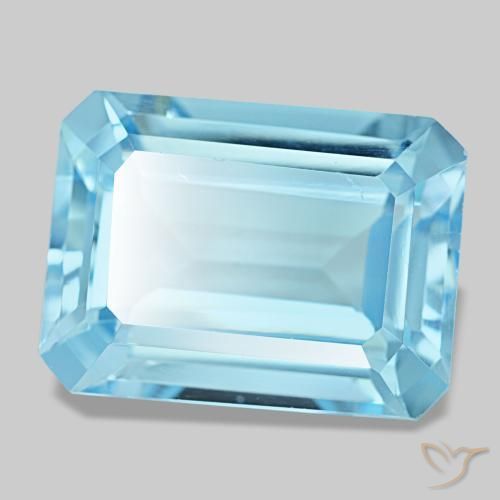 Topazio naturale blu da 15,53 ct, taglio smeraldo, VS