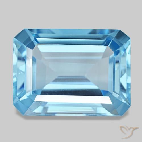 Topazio naturale blu da 15,85 ct, taglio smeraldo, VS