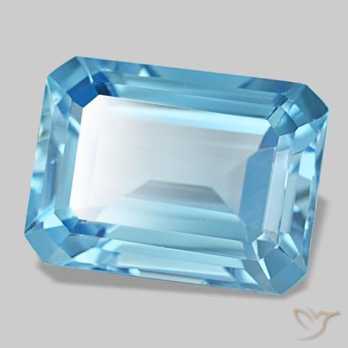 Topazio naturale blu da 15,85 ct, taglio smeraldo, VS