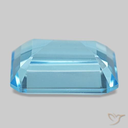 Topazio naturale blu da 14,58 ct, taglio smeraldo, VS