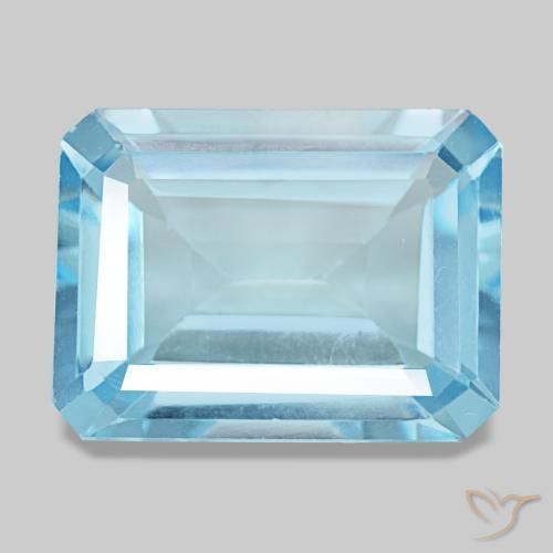 Topazio naturale blu da 12,92 ct, taglio smeraldo, VS