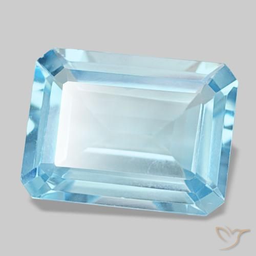 Topazio naturale blu da 12,92 ct, taglio smeraldo, VS