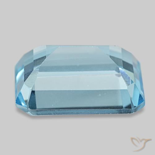 Topazio naturale blu da 14,56 ct, taglio smeraldo, VS