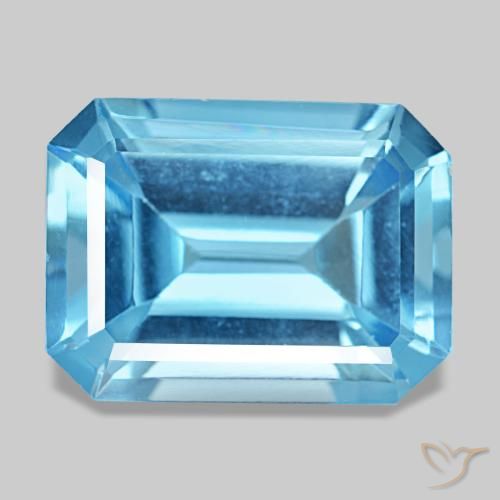 Topazio naturale blu da 13,28 ct, taglio smeraldo, VS