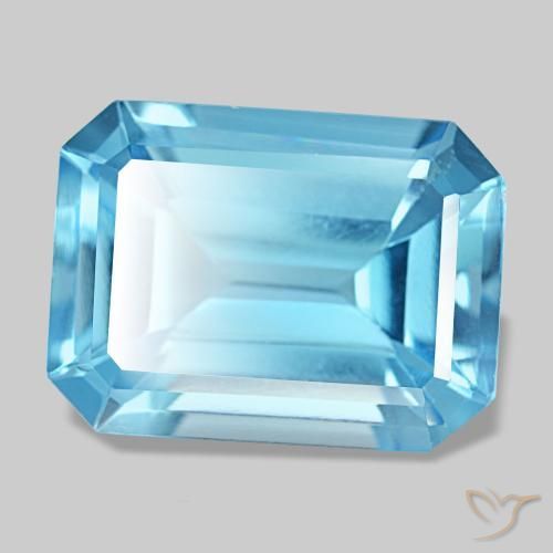 Topazio naturale blu da 13,28 ct, taglio smeraldo, VS