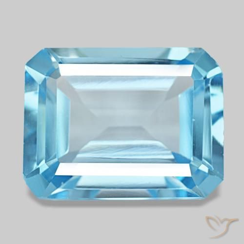 Topazio naturale blu da 13,53 ct, taglio smeraldo, VS