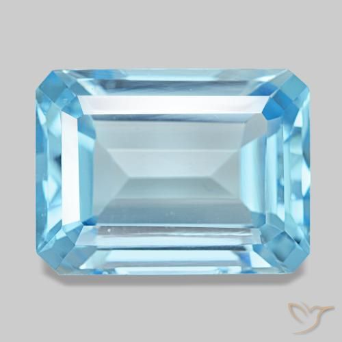 Topazio naturale blu da 15,82 ct, taglio smeraldo, VVS-VS