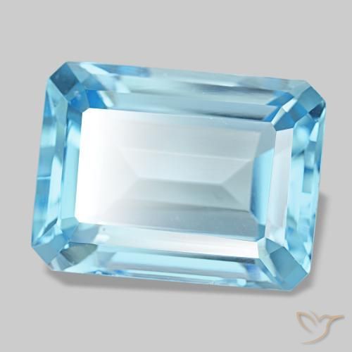 Topazio naturale blu da 15,82 ct, taglio smeraldo, VVS-VS