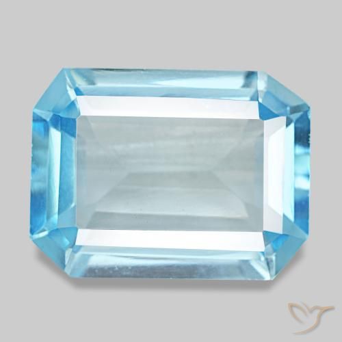 12.60ct blu topazio, taglio smeraldo, VVS