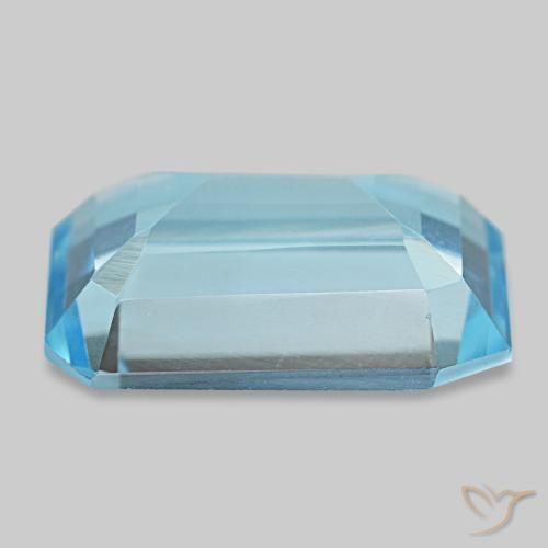 Topazio naturale blu da 12,60 ct, taglio smeraldo, VVS