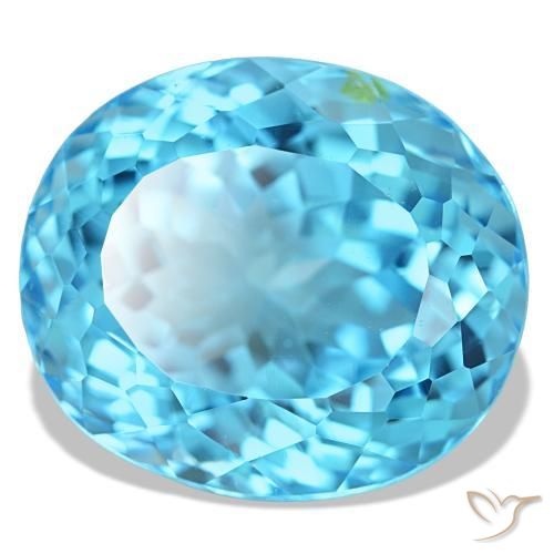 Topazio naturale blu da 23,74 ct, taglio ovale, VS