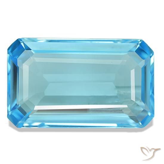 Topazio naturale blu da 20,50 ct, taglio smeraldo, VS