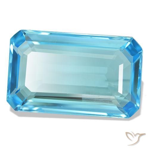 Topazio naturale blu da 20,50 ct, taglio smeraldo, VS