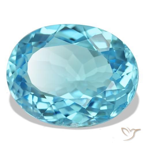 Topazio naturale blu da 25,75 ct, taglio ovale, VS