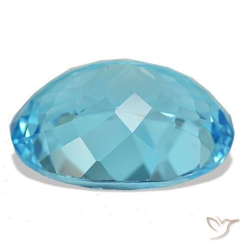 Topazio naturale blu da 25,75 ct, taglio ovale, VS