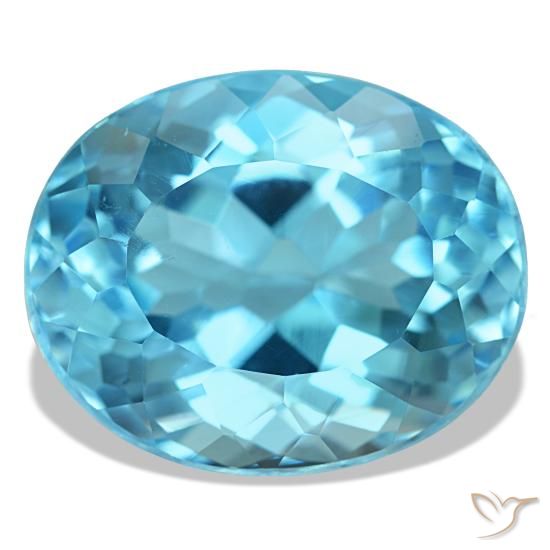 Topazio naturale blu da 21,16 ct, taglio ovale, VVS-VS