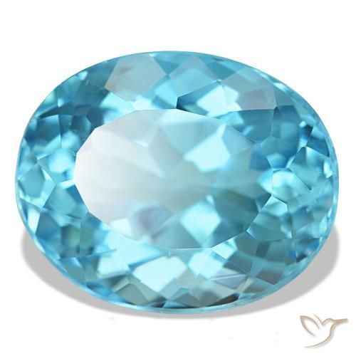 Topazio naturale blu da 21,16 ct, taglio ovale, VVS-VS