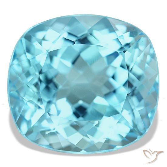 Topazio naturale blu da 20,90 ct, taglio a cuscino, VS