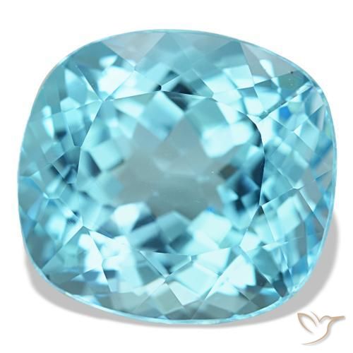 Topazio naturale blu da 20,90 ct, taglio a cuscino, VS