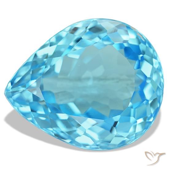 Topazio naturale blu da 20,42 ct, taglio a pera, VS