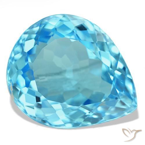 Topazio naturale blu da 20,42 ct, taglio a pera, VS