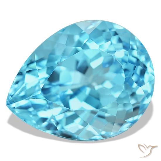 25.98ct blu topazio, taglio a pera, VS