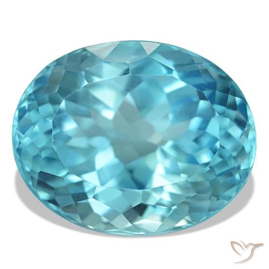 Topazio naturale blu da 23,82 ct, taglio ovale, VVS-VS