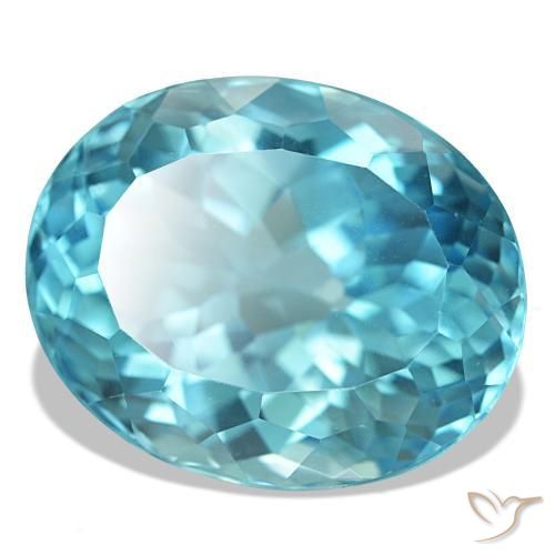 Topazio naturale blu da 23,82 ct, taglio ovale, VVS-VS