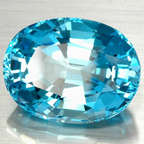 Topazio naturale blu da 22,73 ct, taglio ovale, VVS