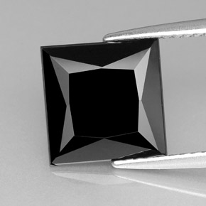 Tormalina naturale nero da 3,06 ct, quadrato, opaco