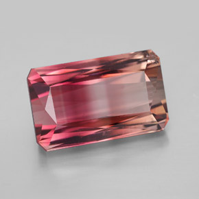 Tormalina naturale bicolore da 9,52 ct, taglio smeraldo, VVS-VS