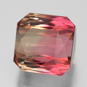 Tormalina naturale bicolore da 5,26 ct, taglio smeraldo, VVS-VS