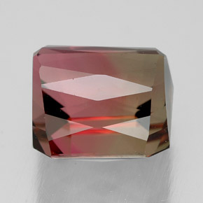 Tormalina naturale bicolore da 5,26 ct, taglio smeraldo, VVS-VS