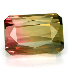 Tormalina naturale multicolore da 4,71 ct, taglio smeraldo, VVS