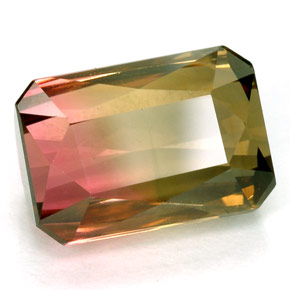 Tormalina naturale multicolore da 4,71 ct, taglio smeraldo, VVS